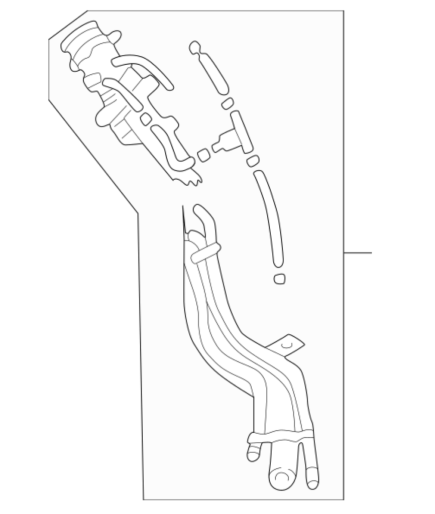This is a diagram showing where to find the OEM filler neck for a 2001 to 2003 Mitsubishi Galant.  The part number is MR487081. Purchase online at WestMitsubishi.com